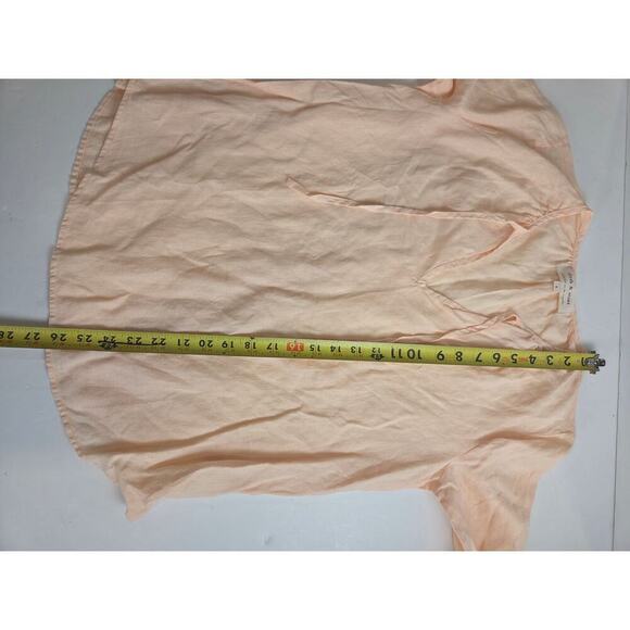 Anthropologie Cloth & Stone Peach Peasants Blouse Women's S Linen Tie Neck Boho - Picture 5 of 7